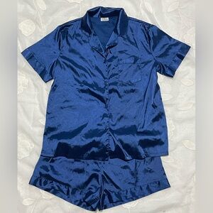 SWOMOG Shiny Blue Pajamas Shorts Set